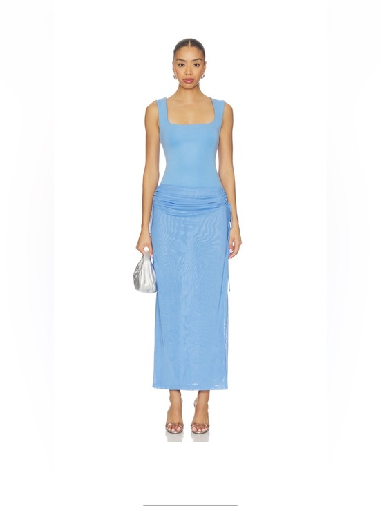 Sovere Dresses & Skirts - Sovere Blue Sleeveless Draped Midi Dress